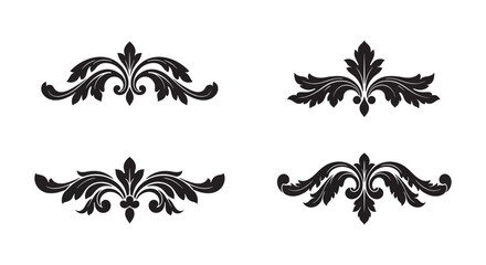 Set of Four Ornate Baroque Style Vector Design Elements for Decoration