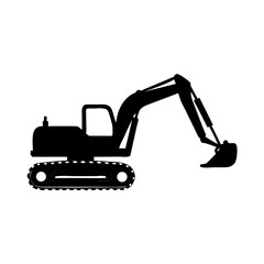 Heavy construction excavator machine silhouette