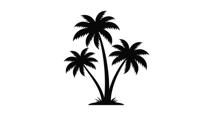A group of palm trees in a tropical setting with white background