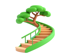3D Spiral Staircase with Tree Illustration