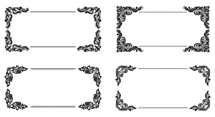Fototapeta premium Set of ornate frames with floral designs and blank text lines