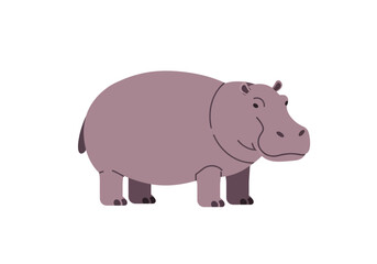 A cartoon hippopotamus standing on a white background