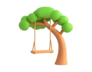 3D Cartoon Tree Swing Illustration