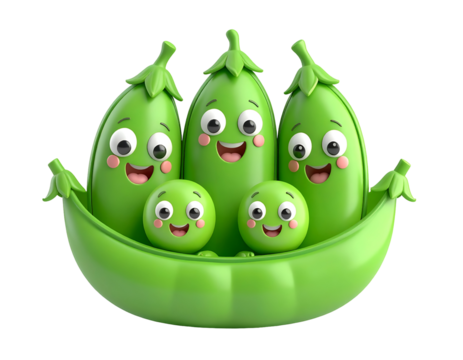 Happy Peas 3D Illustration