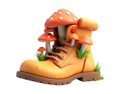 3D Mushroom Boot Illustration