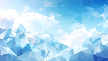 Abstract Geometric Background of Light Blue and White Triangles.
