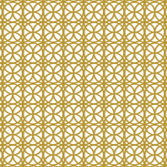 Intricate geometric pattern with interlocking circles and floral motifs in yellow  tones