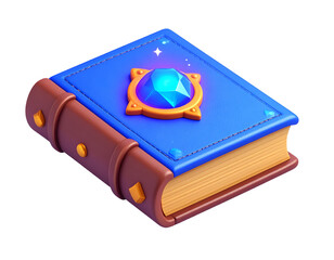 3D Render Blue Gem Book Illustration