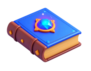 3D Render Blue Gem Book Illustration