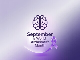 September is world alzheimer s month awareness campaign featuring a brain and purple ribbon