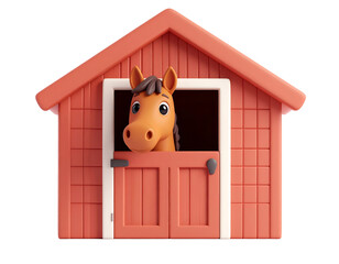 3D Cartoon Horse Stable Illustration