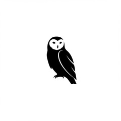 Fototapeta premium Majestic Owl Silhouette Elegant Black and White Bird Illustration