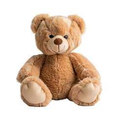 Fototapeta premium Adorable light brown teddy bear sitting, plush toy, soft fur. background removed