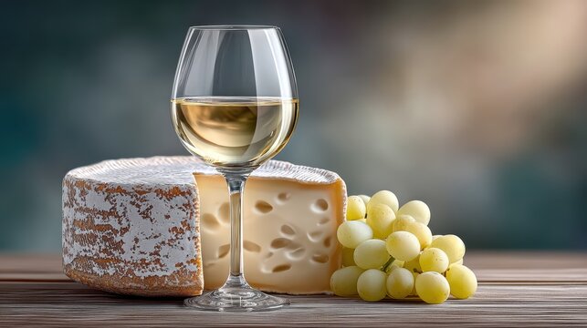 Elegant golden wine glass with white wine - Powered by Adobe