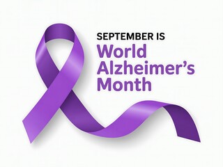 Purple ribbon symbolizes september world alzheimer s month awareness and support campaign