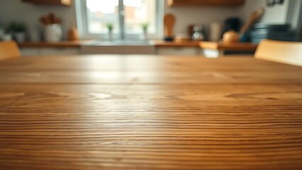 Obraz premium A detailed close-up of a wooden table surface showcasing natural grain patterns.