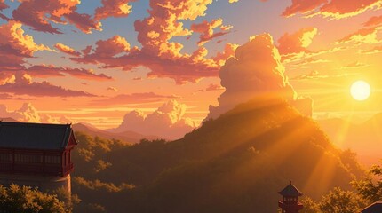 sunset in the mountains