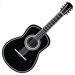 Fototapeta premium Guitar icon. Classical acoustic guitar. Electric guitar isolated on white background. Acoustic Guitar. Acoustic guitar silhouette. Vector. Flat guitars. Generic Guitar Silhouettes.