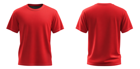 Vibrant red t-shirt front and back view, apparel mockup
