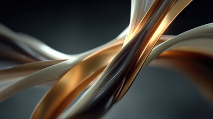 Obraz premium Abstract intertwining ribbons of gold and silver creating a dynamic visual composition