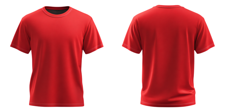 Vibrant red t-shirt front and back view, apparel mockup