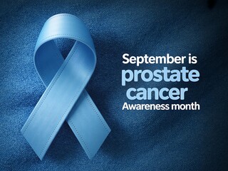 September is prostate cancer awareness month featuring a light blue ribbon symbol of support and hope