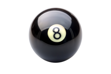 Black 8 Ball for Billiards or Pool – Isolated on White Background – PNG – GENERATIVE AI