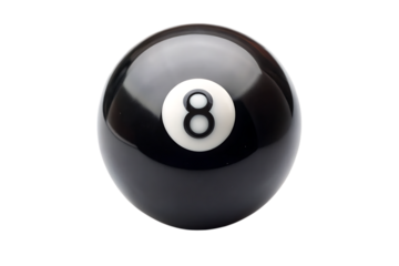 Black 8 Ball for Billiards or Pool – Isolated on White Background – PNG – GENERATIVE AI