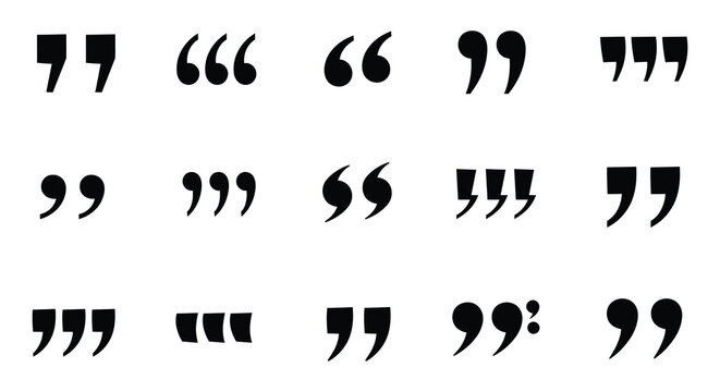 A collection of various quotation marks and apostrophes in black
