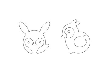 rabbit and carrot vector line art