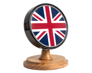 United Kingdom Flag on Wooden Stand Isolated On Transparent Background