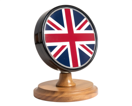 United Kingdom Flag on Wooden Stand Isolated On Transparent Background