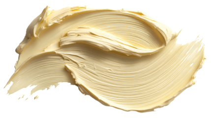 Creamy yellow butter smear texture on white