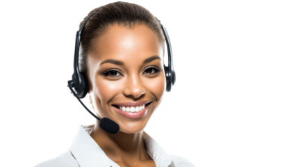 Black Woman with Headset Smiles