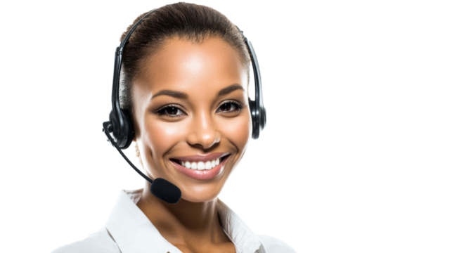 Black Woman with Headset Smiles