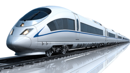 High-Speed Modern Train on Railway Tracks, Sleek Design and Advanced Technology for Efficient Travel