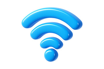 3D Blue WiFi Signal Icon Isolated on a Transparent Background