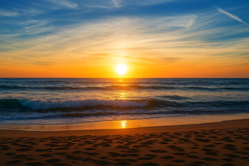 Scenic view of sea against cloudy sky during sunset 