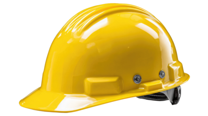 Bright Yellow Safety Helmet for Construction and Industrial Use with Adjustable Straps and Modern Design