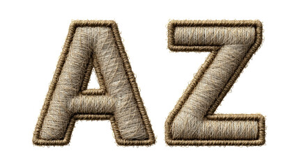 Textured letters A and Z crafted from natural twine material