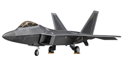 Sleek Modern Fighter Jet on White Background Displaying Aerodynamic Features and Cutting-Edge Design Elements