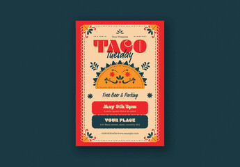 Red Modern Taco Tuesday Flyer
