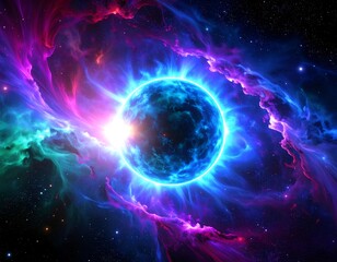 Glowing orb in a vibrant nebula