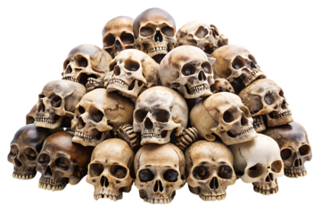 Pile of Skulls – Isolated on White Background – PNG – GENERATIVE AI