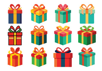 Colorful Gift Boxes Collection for Celebrations and Special Occasions Vector