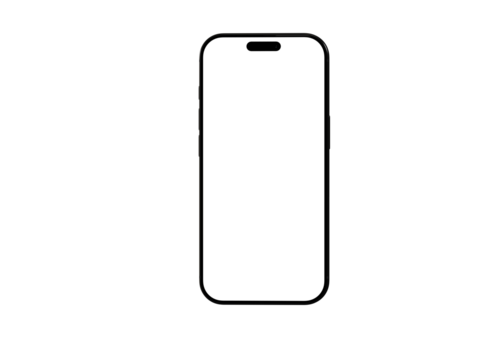 Simple black outline illustration of a modern smartphone. Perfect for app icons, websites, and presentations.