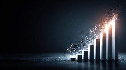 Fototapeta premium Graph of Success: A stunning graphic depicting a rising bar graph against a sleek, dark backdrop. Represents growth and progress, a perfect metaphor for success and achievement.