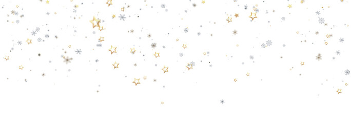 Beautiful winter background with gold and silver stars and snowflakes. Perfect for holidays!