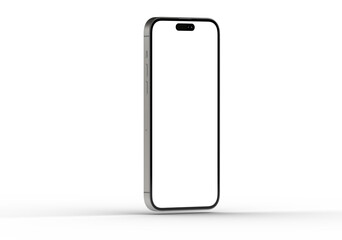 High-quality image of a modern smartphone mockup with blank screen, perfect for app presentations or website designs.