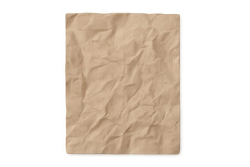 Crumpled brown kraft paper revealing wrinkled texture, creating vintage backdrop with rustic, aged paper surface against transparent background